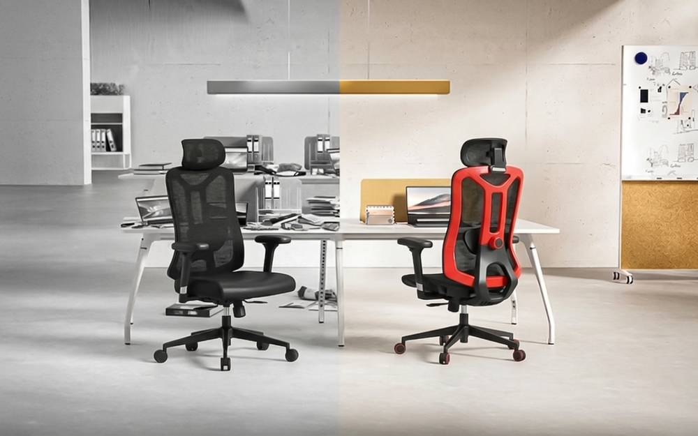 Ergonomic Mesh Office Chair, High Back Desk Chair with 3D Armrests, 3D Lumbar Support & Adjustable Headrest, Home Office Chair with Tilt Function, Swivel Computer Chair